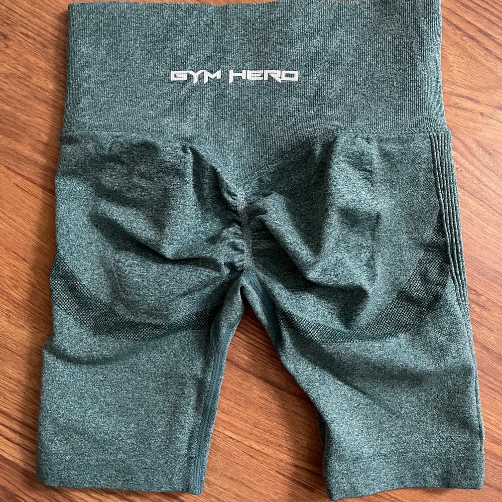 Forest green biker booty scrunch shorts